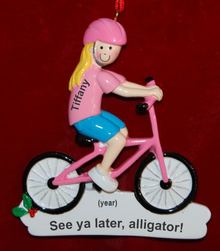 Bike Fun Girl Blond Christmas Ornament Personalized by Russell Rhodes
