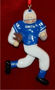Football Male Blue Shirt White Pants Christmas Ornament Personalized by Russell Rhodes