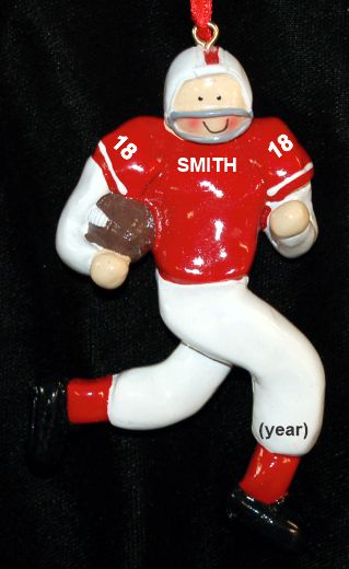 Football Christmas Ornament Red Jersey Personalized by RussellRhodes.com