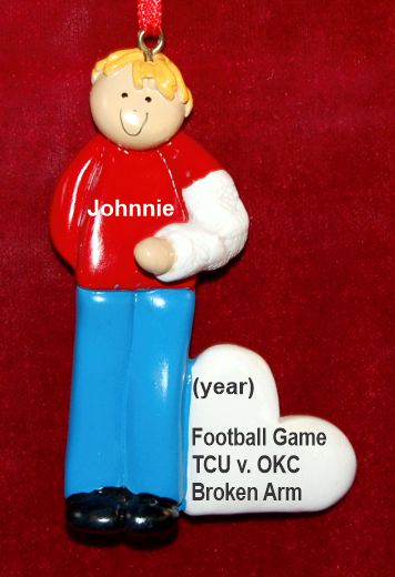 Broken Arm Christmas Ornament Blond Male Personalized by RussellRhodes.com
