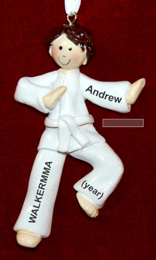 Martial Arts Karate Christmas Ornament Brunette Male Brown Belt Personalized by RussellRhodes.com