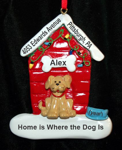 Tan Dog Christmas Ornament Holiday House Personalized by RussellRhodes.com