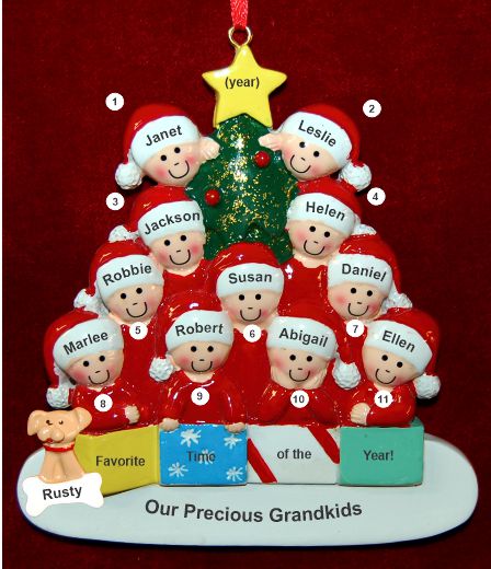 Ornament for Grandparents  11 Grandchildren All Together with Pets Personalized by RussellRhodes.com