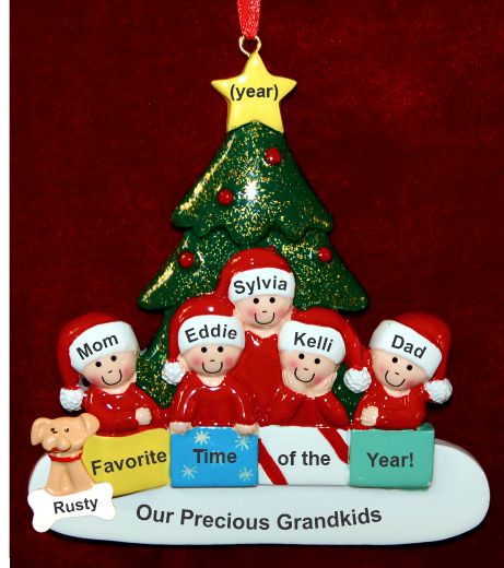 Ornament for Grandparents  5 Grandchildren All Together with Pets Personalized by RussellRhodes.com