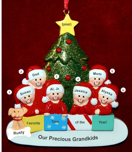 Ornament for Grandparents  6 Grandchildren All Together with Pets Personalized by RussellRhodes.com