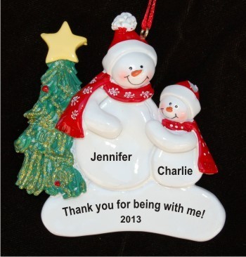 With Love to My Babysitter or Nanny at Christmastime 1 Child Christmas Ornament Personalized by Russell Rhodes