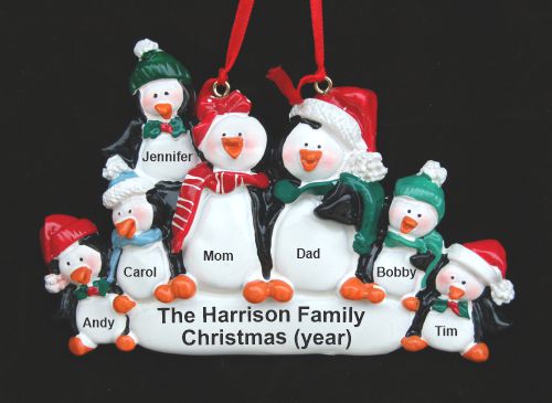 Family Christmas Ornament Penguin Snuggles for 7 Personalized by RussellRhodes.com