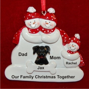 Our First Christmas as a Family plus Black Dog Personalized Christmas Ornament Personalized by Russell Rhodes