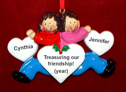 Best of Friends Christmas Ornament Both Brunette Personalized by RussellRhodes.com