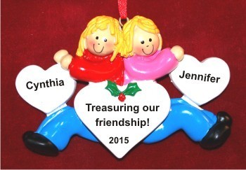 The Best of Friends Forever Both Blond Christmas Ornament Personalized by Russell Rhodes