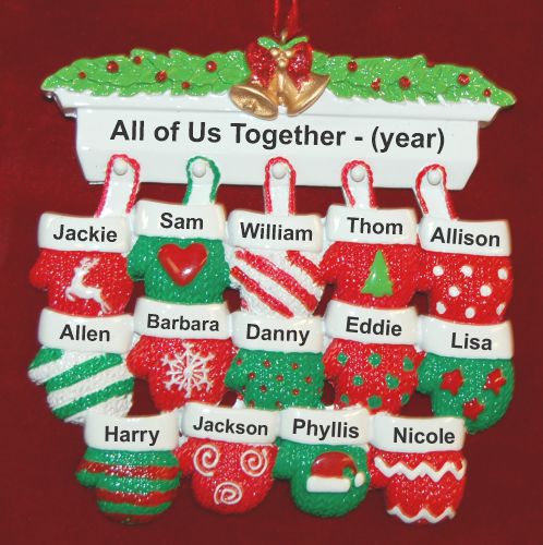 Festive Mittens for 14 Personalized Christmas Ornament Personalized by Russell Rhodes