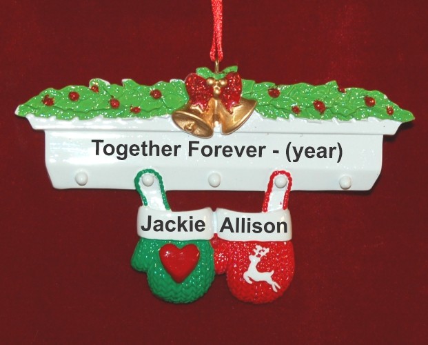 Festive Mittens Couple Personalized Christmas Ornament Personalized by Russell Rhodes
