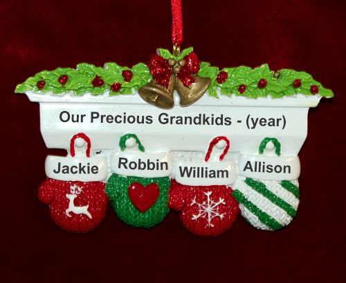 Family Christmas Ornament Festive Mittens for 4 Personalized by RussellRhodes.com