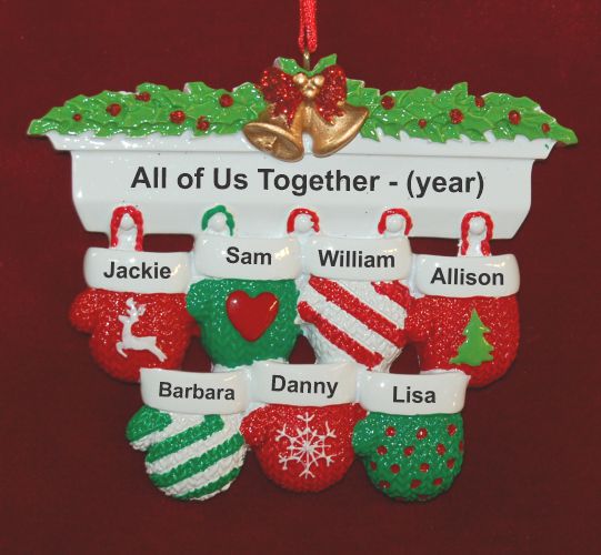 Festive Mittens for 7 Personalized Christmas Ornament Personalized by Russell Rhodes