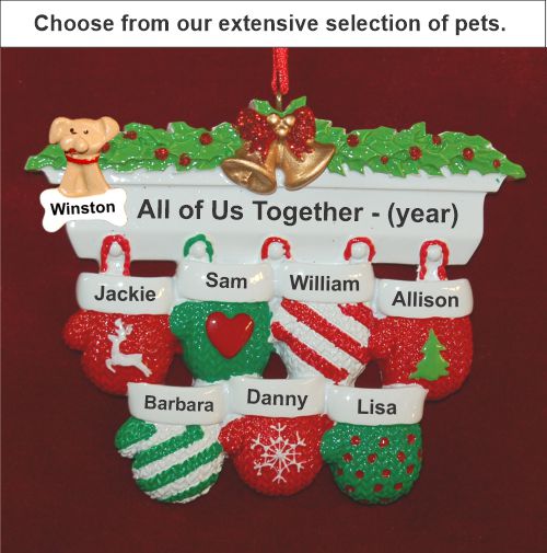 Festive Mittens for 7 Christmas Ornament with Pets Personalized by RussellRhodes.com