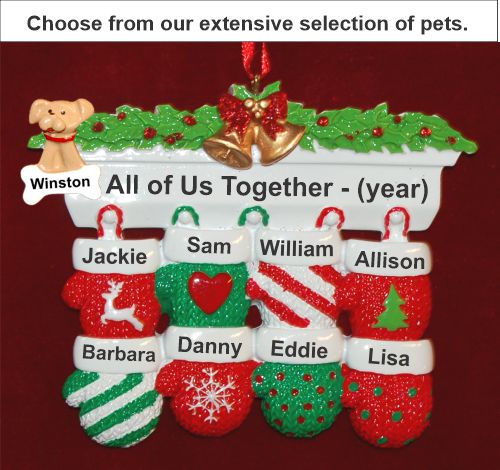Festive Mittens for 8 Christmas Ornament with Pets Personalized by RussellRhodes.com