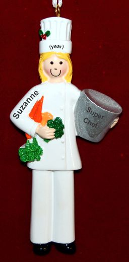 Chef Christmas Ornament Blond Female Culinary Master Personalized by RussellRhodes.com