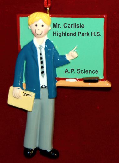 Teacher Christmas Ornament Blond Male Personalized by RussellRhodes.com