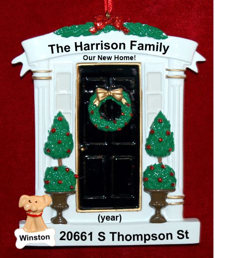My First Apartment or New Home Christmas Ornament Black Door with Pets Personalized by RussellRhodes.com