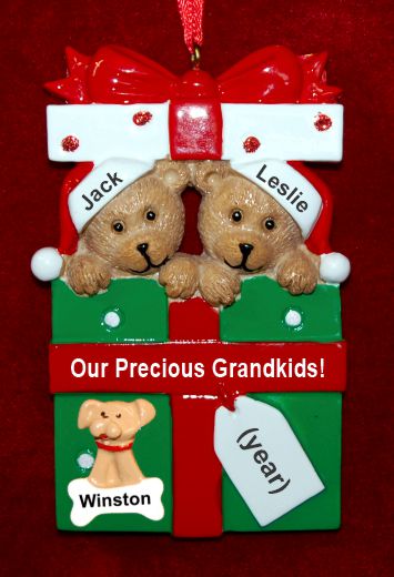 Grandparents Christmas Ornament Hugs & Cuddles 2 Grandkids with Pets Personalized by RussellRhodes.com