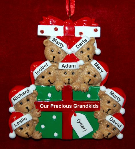 Grandparents Christmas Ornament Hugs & Cuddles 9 Grandkids Personalized by RussellRhodes.com