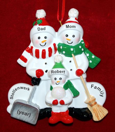 Family Christmas Ornament Snow & Fun for 3 Personalized by RussellRhodes.com