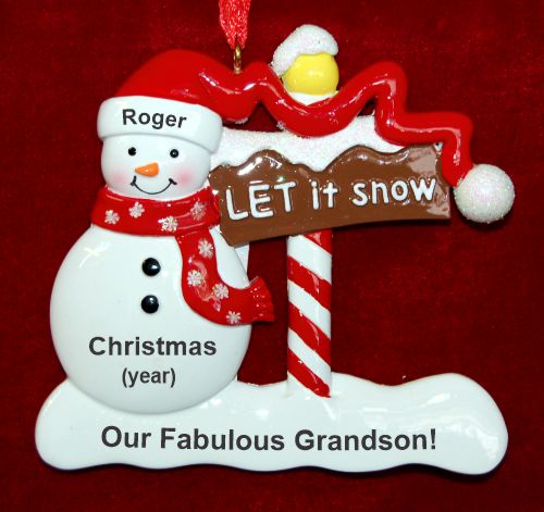 Grandparents Christmas Ornament Let it Snow Grandson Personalized by RussellRhodes.com