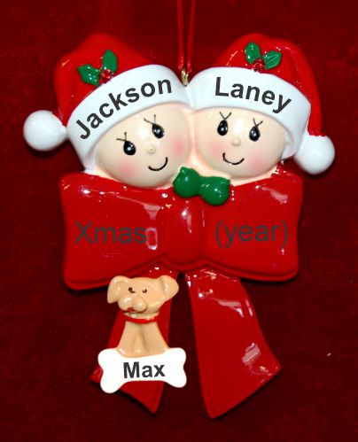 Grandparents Christmas Ornament What a Gift! 2 Grandkids with Pets Personalized by RussellRhodes.com