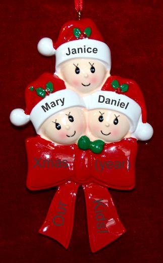 Family Christmas Ornament What a Gift! Just the 3 Kids Personalized by RussellRhodes.com