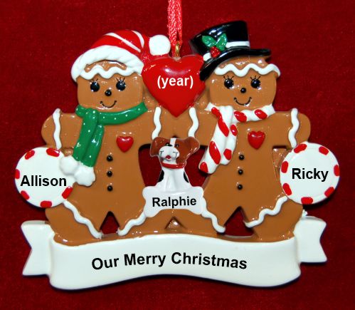 Couples Christmas Ornament Gingerbread Fun with Dogs, Cats, Pets Custom Add-ons Personalized by RussellRhodes.com