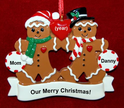 Single Mom Christmas Ornament 1 Child Gingerbread Fun Personalized by RussellRhodes.com