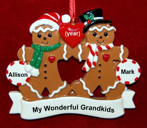 Grandparents Christmas Ornament 2 Grandkids Gingerbread Fun Personalized by RussellRhodes.com