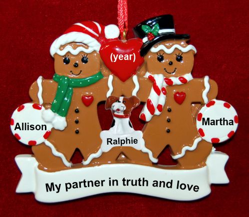 Lesbian Christmas Ornament Gingerbread Fun with Dogs, Cats, Pets Custom Add-ons Personalized by RussellRhodes.com