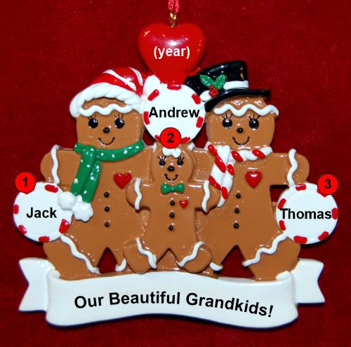 Grandparents Christmas Ornament 3 Grandkids Gingerbread Fun Personalized by RussellRhodes.com