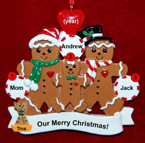 Single Mom Christmas Ornament 2 Children Gingerbread Fun with Dogs, Cats, Pets Custom Add-ons Personalized by RussellRhodes.com