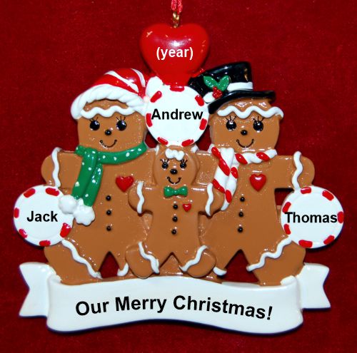 Gay Family Christmas Ornament 1 Child Gingerbread Fun Personalized by RussellRhodes.com