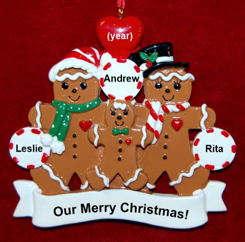 Lesbian Family Christmas Ornament 1 Child Gingerbread Fun Personalized by RussellRhodes.com