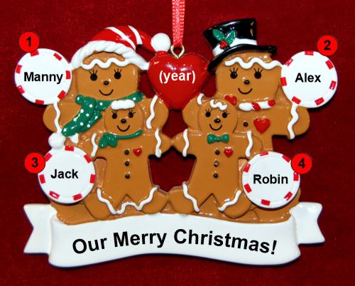 Gay Family Christmas Ornament 2 Kids Gingerbread Fun Personalized by RussellRhodes.com