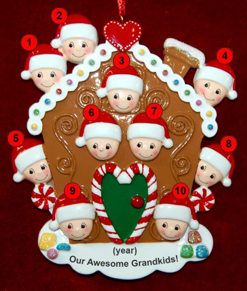 Grandparents Christmas Ornament Gingerbread Joy 10 Grandkids Personalized by RussellRhodes.com