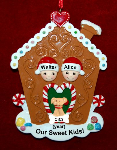 Family Christmas Ornament Gingerbread Joy Just the 2 Kids with Pets Personalized by RussellRhodes.com