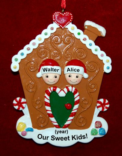 Family Christmas Ornament Gingerbread Joy Just the 2 Kids Personalized by RussellRhodes.com