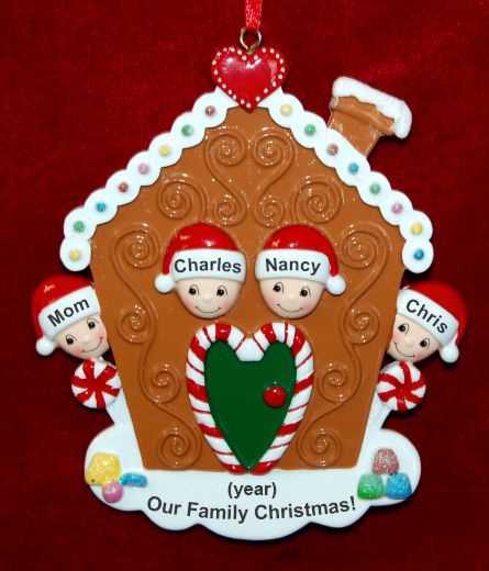Single Mom Christmas Ornament Gingerbread Joy 3 Kids Personalized by RussellRhodes.com
