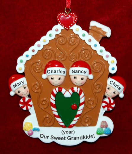 Grandparents Christmas Ornament Gingerbread Joy 4 Grandkids Personalized by RussellRhodes.com