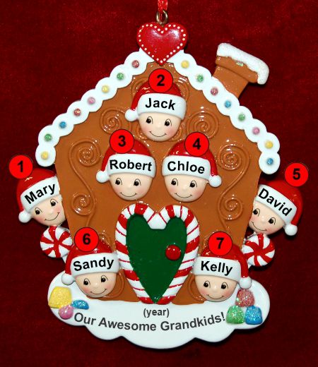 Grandparents Christmas Ornament Gingerbread Joy 7 Grandkids Personalized by RussellRhodes.com