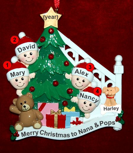 Grandparents Christmas Ornament 4 Grandkids Ready to Celebrate with Pets Personalized by RussellRhodes.com