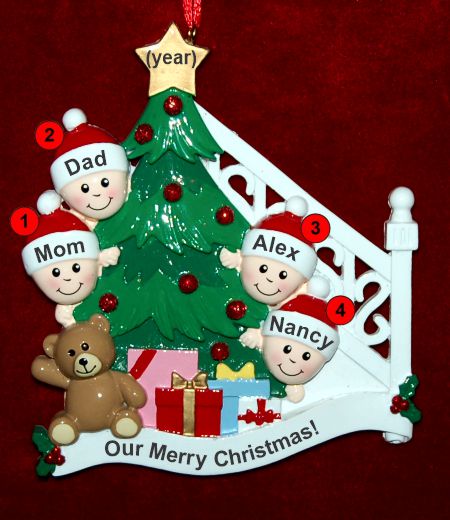 Family Christmas Ornament Ready to Celebrate for 4 Personalized by RussellRhodes.com