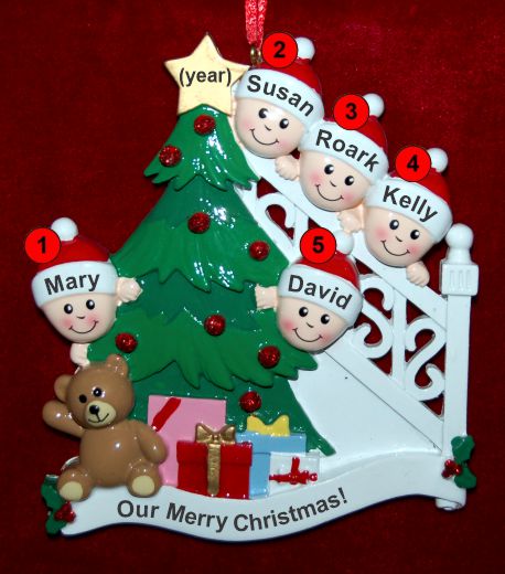 Family Christmas Ornament Ready to Celebrate Just the 5 Kids Personalized by RussellRhodes.com