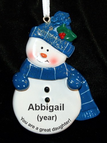 Daughter Christmas Ornament Blue Snowman Personalized by RussellRhodes.com