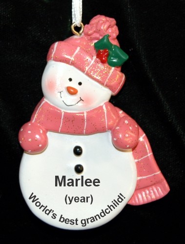 Granddaughter Christmas Ornament Pink Snowman Personalized by RussellRhodes.com