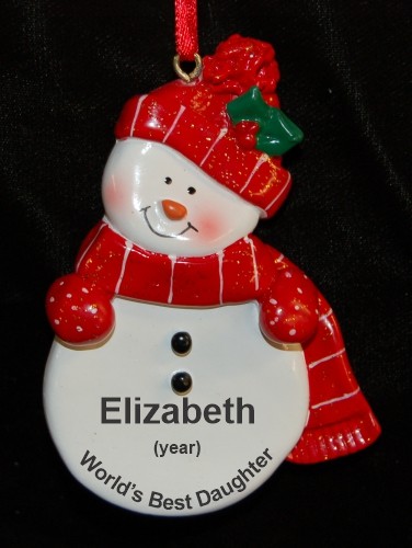 Red Snowman for Our Daughter Christmas Ornament Personalized by Russell Rhodes